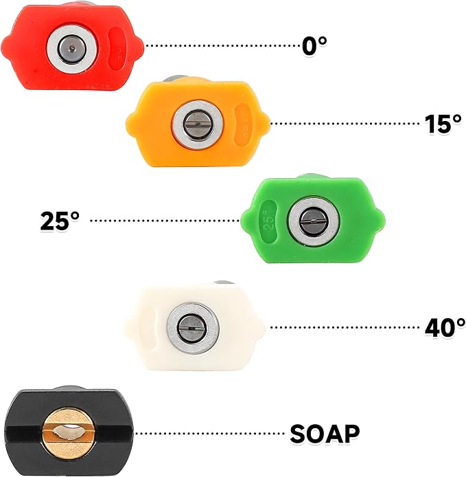 Tool Daily Pressure Washer Tips, 0 Degree Red Power Washer Nozzle Tips 7 Pack with Nozzle Holder, 1/4 Inch Quick Connect, 4000 PSI