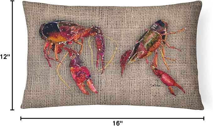 Caroline's Treasures 8739PW1216 Crawfish Canvas Fabric Decorative Pillow Machine Washable, Indoor Outdoor Decorative Pillow for Couch, Bed or Patio, 12HX16W