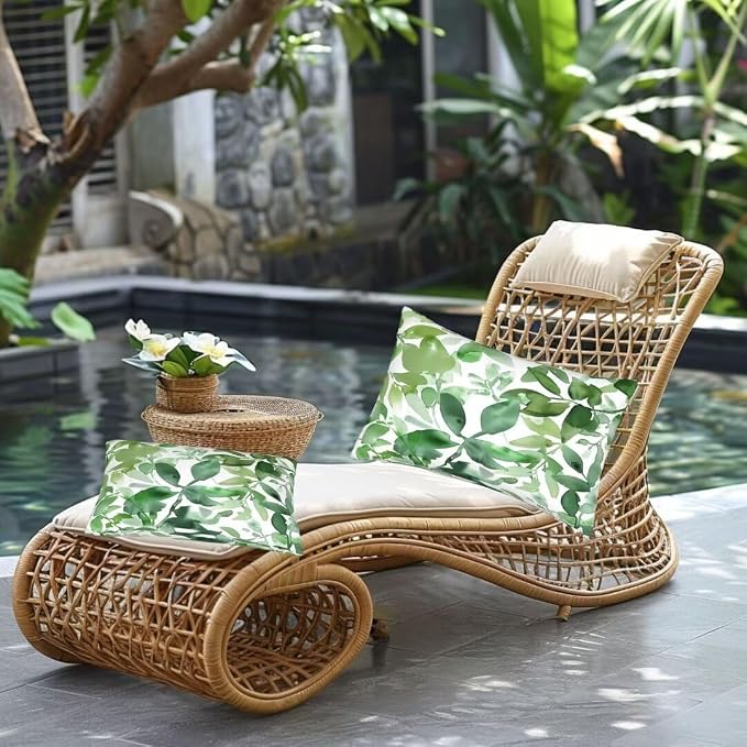 Outdoor Pillows Waterproof Set of 2 Outdoor Pillow Covers 20x28 Inch, Green Throw Pillows Plant Pillow Covers, Summer Garden Decorative Pillows Outdoor Pillows for Patio Furniture Car Home Decor-hs111