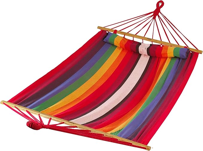 Bliss Hammocks Caribbean Hammock, 48 Inch Wide Bed with Detachable Pillow & Zinc-Coated Hardware - 265 Pound Capacity, Tequila Sunrise