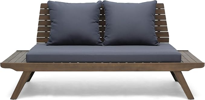 Christopher Knight Home Outdoor Acacia Wood 4 Seater Chat Set, Gray and Dark Gray