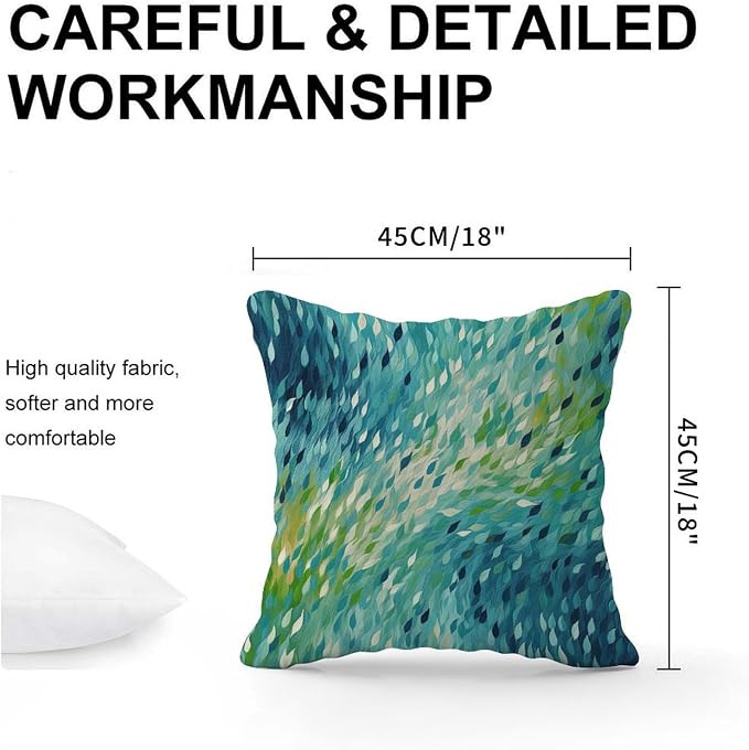Cushion Cases Make It Rain Fiesta Cushion Cases Classic Rainbow Teal Pillow Cover Accent Modern Decorative Pillow Covers for Patio Furniture Porch 18x18 in