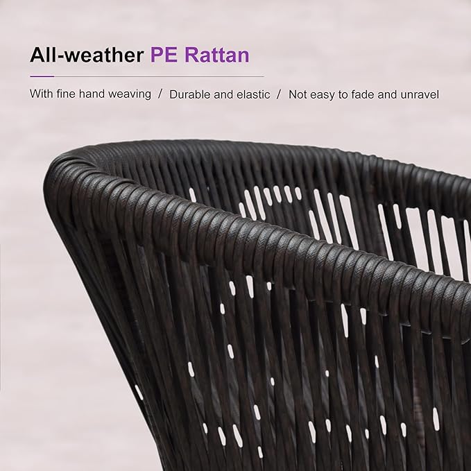 PURPLE LEAF 9 Pieces Round Patio Dining Set Aluminum Frame and Wicker Rattan Round Table and Arm Chairs with Cushions for Garden Porch Modern Outdoor Teak