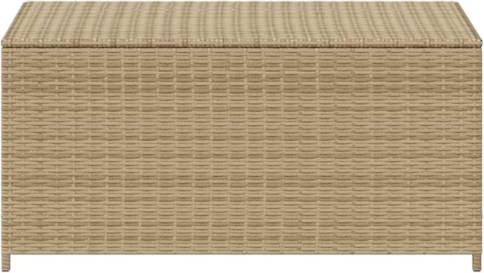 Gecheer Garden Storage Box 190L – Mix Beige Poly Rattan Outdoor Deck Box with Water-Resistant Liner, Steel Frame, Gas Spring Lid