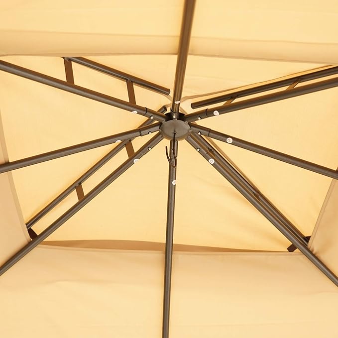 Outsunny 10' x 12' Outdoor Gazebo with Netting, Patio Gazebo Canopy with 2-Tier Soft Top Roof and Steel Frame for Lawn, Garden, Backyard and Deck