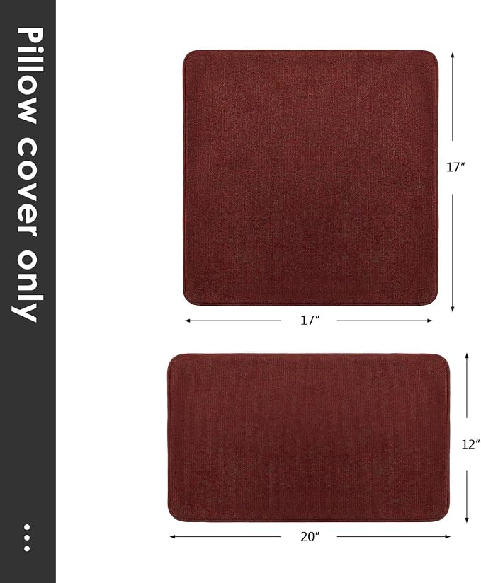 Unimatta Outdoor Sunbrella Decorative Throw Pillow Covers Only, Pack of 4, 17"x17" & 20"x12" Water Repellent Replacement Lumbar Pillow Case for Patio, Couch, Sofa and Patio Furniture, Spectrum Brick