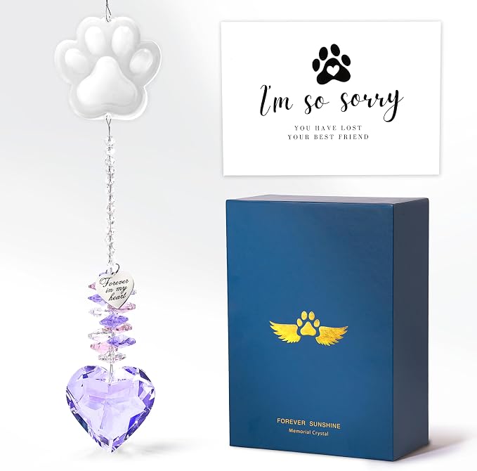 Pet Memorial Suncatcher, Dog Memorial Gifts, Pet Loss, Pet Sympathy, Thoughtful Dogs and Cats Remembrance, Bereavement Gifts - Purple