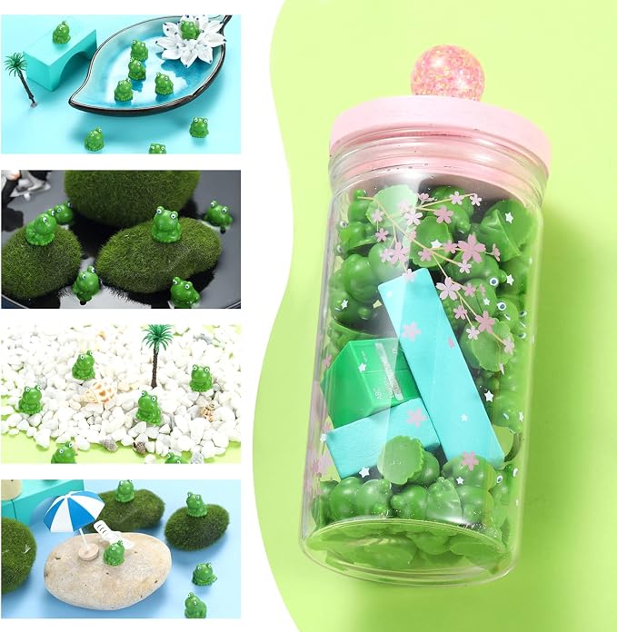 EKisemio 100 Pcs Mini Frog Garden Decor | Green Frog Figurines | Miniature Home Décor | Tiny Plastic Frogs | Fairy Garden Decor | Tiny plastic frog to hide for Miniature Garden, Terrarium, Plant Pots, DIY Crafts