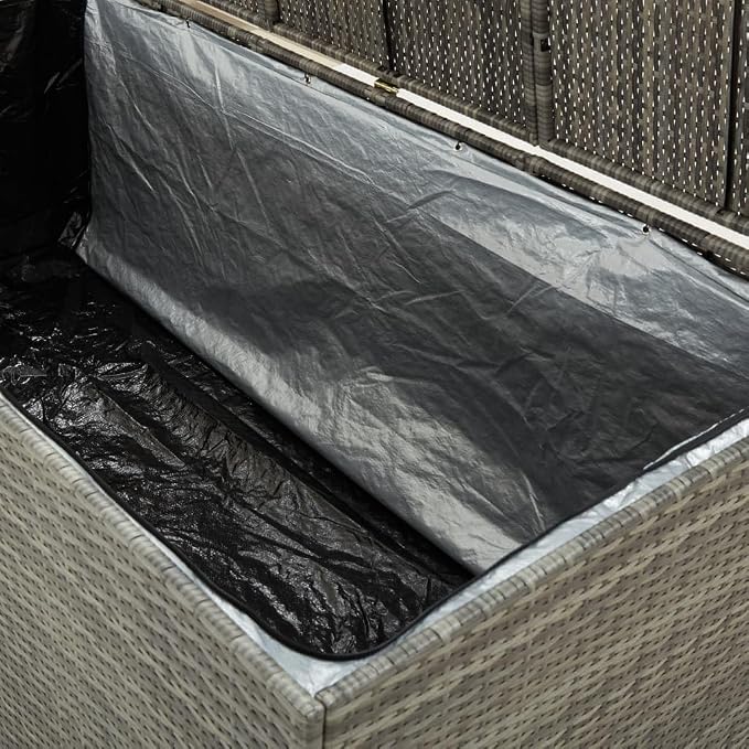 Wicker Outdoor Deck Box, Outdoor Garden Storage Box with Lid, PE Rattan Storage Container for Pillows, Cushions, Gardening Tools, 70.9"x35.4"x27.6" Gray