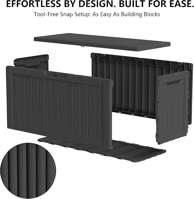 Outdoor Storage Box, 90 Gallon Waterproof Deck Box [Upgraded 3.0], Robust Weatherproof Organizer for Deep-Seat Cushions, Sports Equipment, Lockable Garden Tool Bench Seat, Side Yard, Black