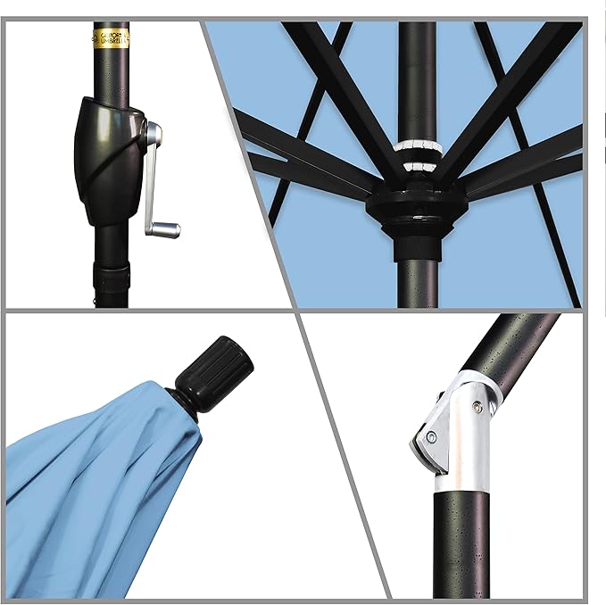 California Umbrella 7.5' Round Aluminum Market Umbrella, Crank Lift