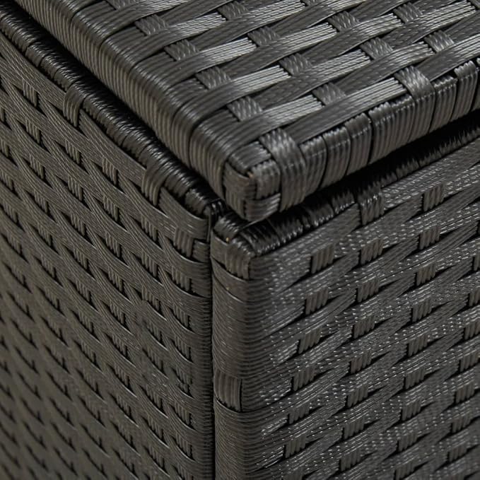 Wicker Outdoor Deck Box, Outdoor Garden Storage Box with Lid, PE Rattan Storage Container for Pillows, Cushions, Gardening Tools, 39.4"x19.7"x19.7" Black