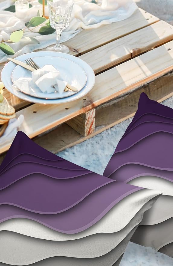 Outdoor Waterproof Pillow Covers for Patio Furniture Purple Grey Modern Geometric Decorative Throw Pillow Cover Abstract Beach Pillowcases Set of 2 Cushion Case for Sofa Couch 16 x 16 Inches