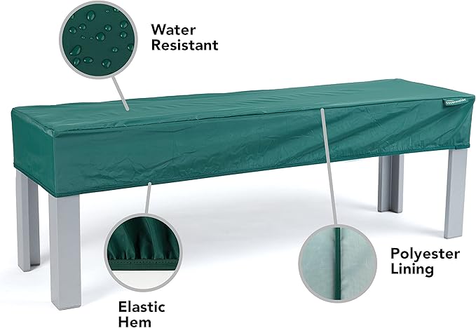 Covermates Classic Rectangular Table Top Cover – All-Weather Outdoor Table Protection, Water-Resistant Vinyl, Elastic Hem, Mesh Vents, Patio Furniture Cover, Rectangular 48W x 28D x 6H, Green