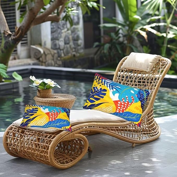 Outdoor Pillows Waterproof Set of 2 Outdoor Pillow Covers 16x24 Inch, Vintage Throw Pillows Plant Pillow Covers, Summer Garden Decorative Pillows Outdoor Pillows for Patio Furniture Home Decor -hs230