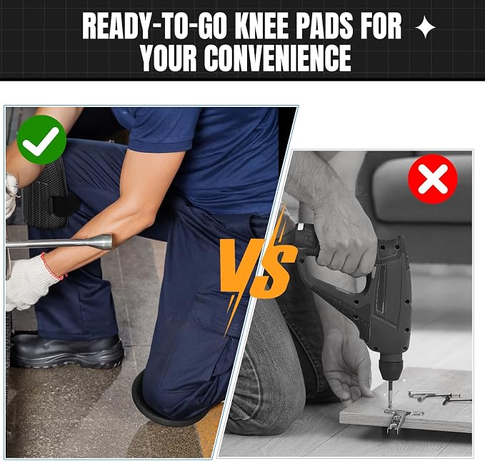 WinnerWhy Gardening Knee Pads for Women and Men Lightweight Waterproof Foam Knee Pads for Gardening and Housework with Adjustable Hook'n'Loop Straps(Black)