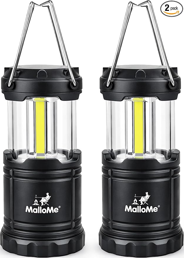 MalloMe LED Camping Lantern, Battery Powered Lanterns for Power Outages, Portable Hanging Collapsible Camping Lights for Outdoor, Home, Emergency, Hurricane Lamp Survival Outage Light 3 x AA Operated