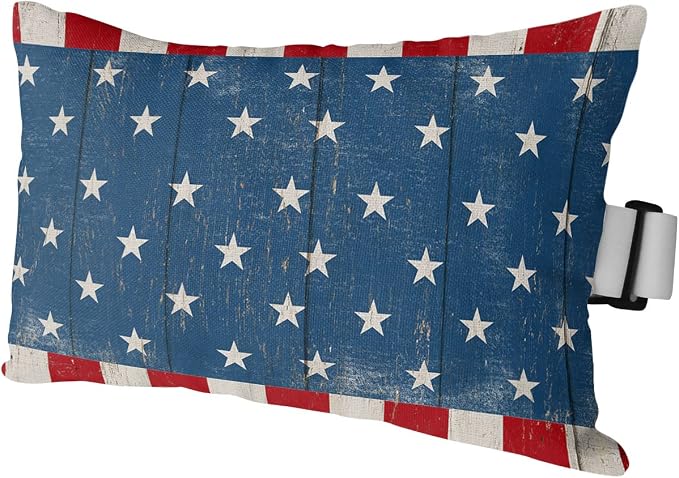 Outdoor Pillows Covers with Inserts 4th of July Patriotic American Flag Retro Waterproof Recliner Pillow with Adjustable Strap Throw Pillows for Patio Furniture Pool Lounge Chair, 11x16 inch, 1PCS