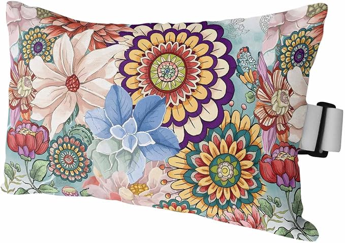 Boho Floral Outdoor Lumbar Pillow 11x16 Inch, Spring Vintage Abstract Art Flowers Waterproof Throw Pillow Covers with Insert, Decorative Chair Cushions for Patio Garden Recliner