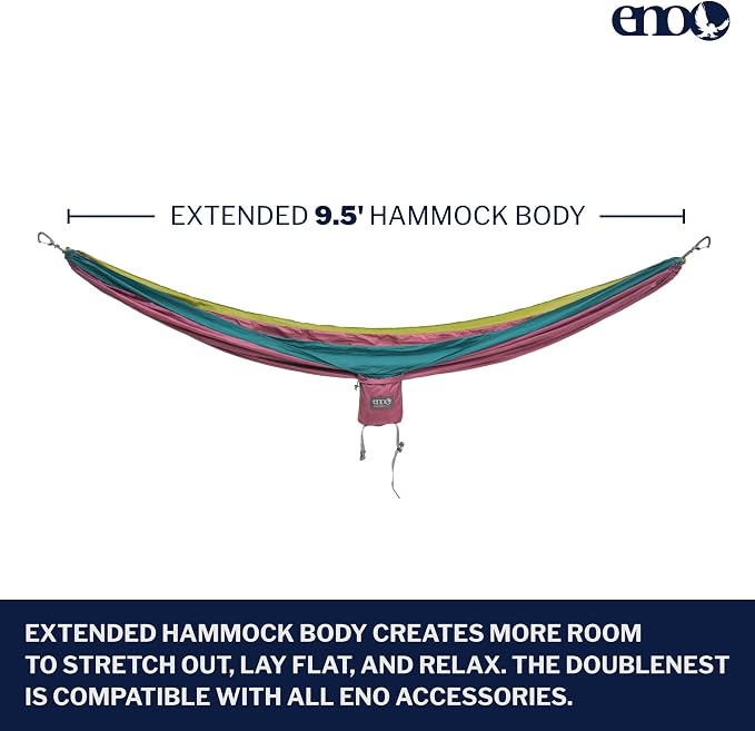 ENO, Eagles Nest Outfitters DoubleNest Lightweight Camping Hammock, 1 to 2 Person, Special Edition Colors, ATC