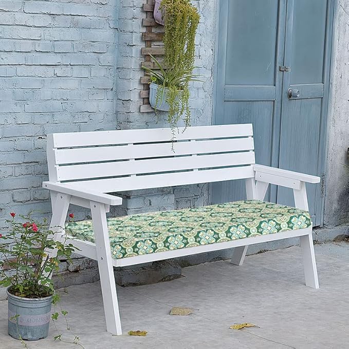 FUNHOME Outdoor Cushion Covers,42" x 18" x 3", No Insert! Patio Cushion Covers Replacement for Outdoor Furniture,Water Resistant Patio Bench Loveseat Covers 1 Pack, Green Medal (Covers ONLY)
