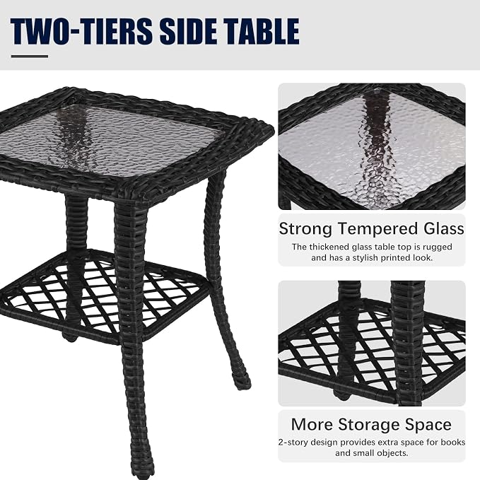 LayinSun 5 Pieces Outdoor Patio Furniture Set, Rattan Wicker Sectional Swivel Rocker Chairs Sets