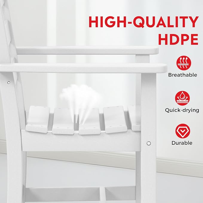 Costaelm Palms 6-Piece Outdoor HDPE Patio Dining Table Set with Bench, White