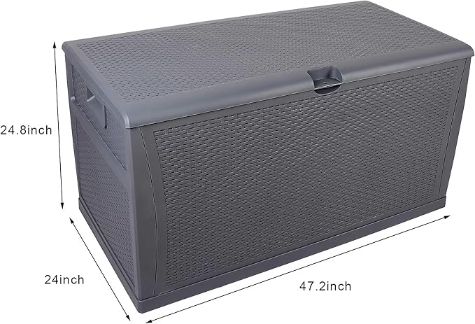 120 Gallon Outdoor Storage Box with Lockable Lid, Weather Resistant Design, Storage Bin Delivery Box for Storing Outdoor Cushions, and Tools, Durable Resin Construction, Deck Boxes Container