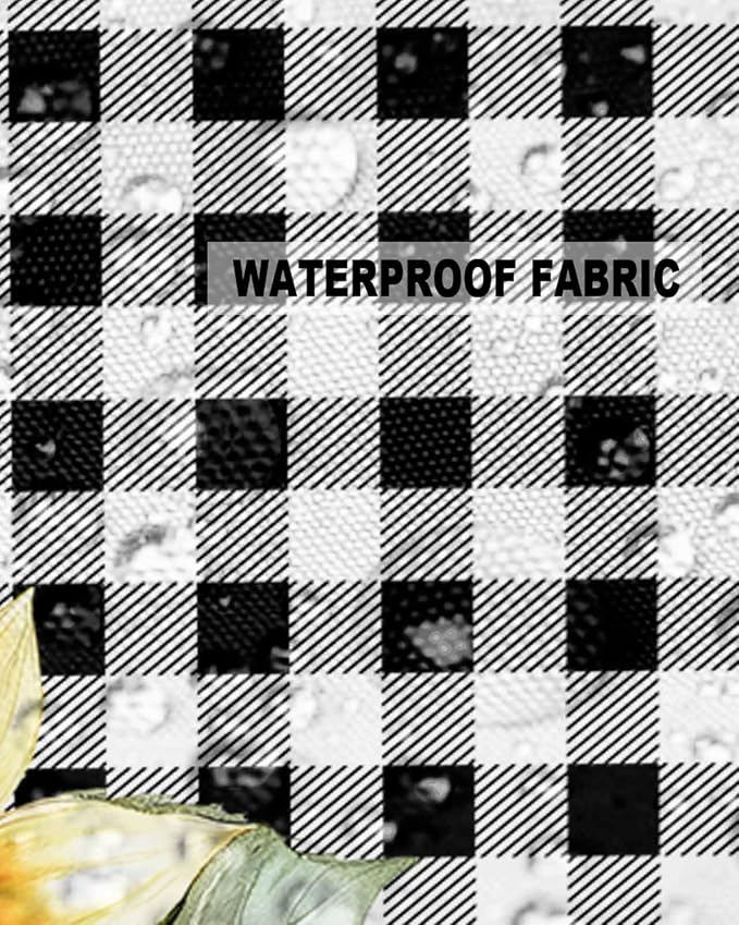 Sunflower Outdoor Waterproof Throw Pillow Covers 26"x26" Set of 2, Buffalo Check Plaid Sunflower Decorative Garden Pillowcase with Zipper Retro Farmhouse Cushion Case for Patio Couch Tent
