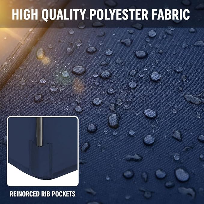 Outdoor Umbrella Replacement Canopy, 6 Ribs 8 Ribs Patio Umbrella Replacement Top Cover, 6.6ft 9 ft 10ft 13ft Waterproof Umbrella Top Canopy Fabric Replacement Canvas(Beige,9.2FT 8-Ribs)
