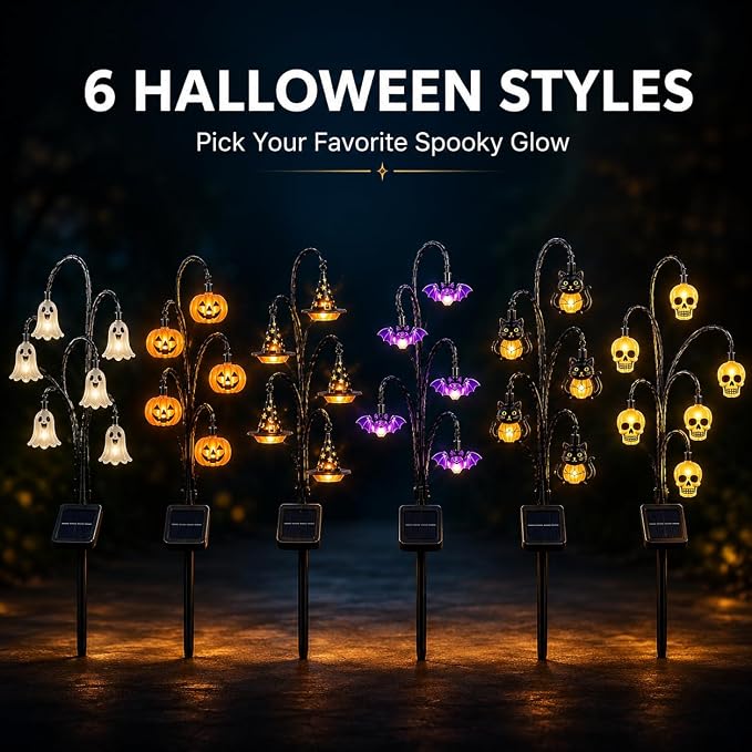 Halloween Solar Tree Stump Light, Glowing Ghost Garden Stake Lantern for Outdoor ，Style B