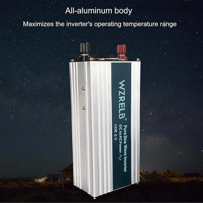 WZRELB 800W Pure Sine Wave Inverter 12V DC to 110V 120V AC,Car Power Inverter with Dual AC Outlets, LED Display,Off-Grid Portable Power Converter for Home, RV, Truck, Camping