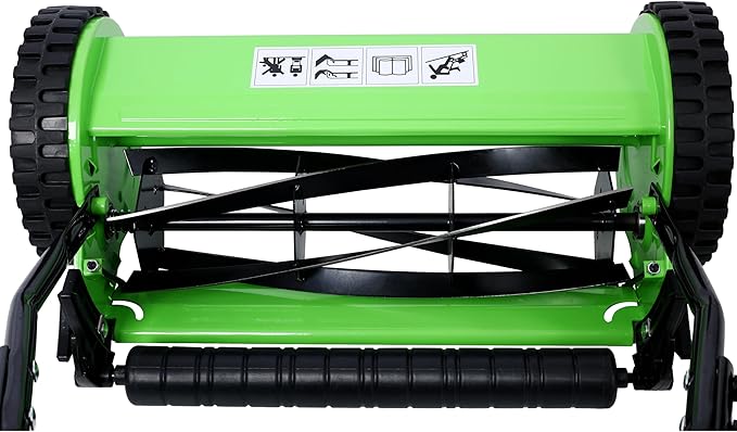 14'' Push Type Lawn Mower 5-Blade Manual Mechanical Lawn Mower Adjustable Height with Hay Bag Eco-Friendly and Quiet Home Gardening Tool Scissor-Style Cutting Method Green
