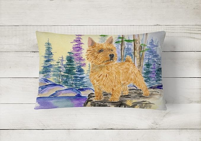 Caroline's Treasures SS8011PW1216 Norwich Terrier Canvas Fabric Decorative Pillow Machine Washable, Indoor Outdoor Decorative Pillow for Couch, Bed or Patio, 12HX16W