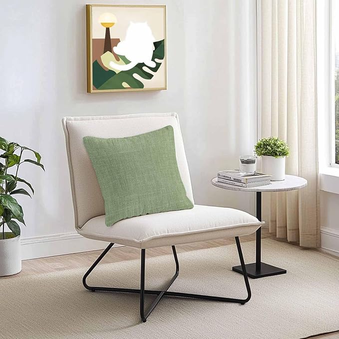 Vandarllin Outdoor Throw Pillows Covers 18x18 inch Set of 2 Waterproof Sage Green Linen Decorative Zippered Cushion Covers for Patio Furniture, Farmhouse Pure Color Lumbar Pillowcases