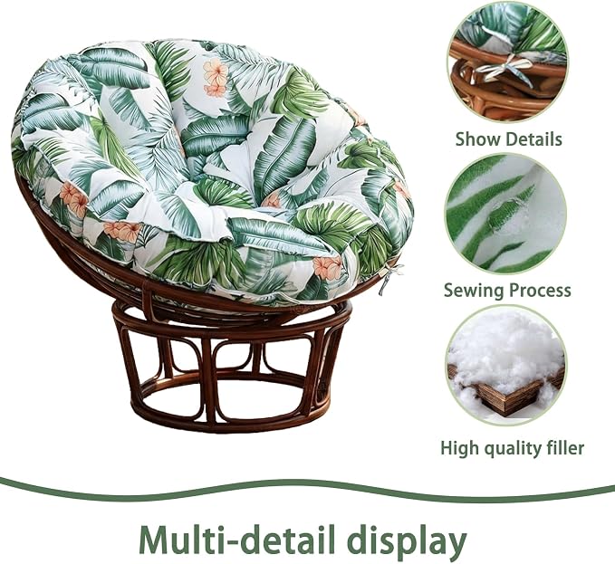 Papasan Cushion, 52 inch Papasan Chair Cushion, Thickened Padded Round Papasan Cushion (Hawaii) | Thickened Papasan Cushion, Indoor Papasan Chair Cushion (Without Chair), with Ties, Hawaii