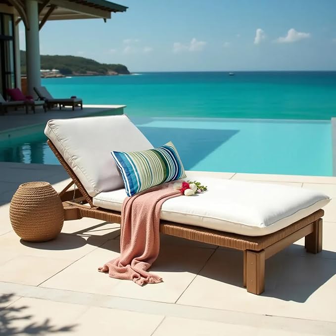 12x20 Waterproof Outdoor Pillows, Set of 2 Outdoor Lumbar Pillows | Patio Furniture Pillows, Decorative Throw Pillows, Waterproof & Fade Resistant, Removable & Washable, Stripe Blue Green