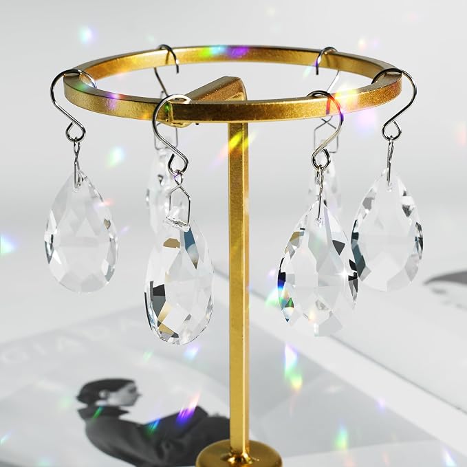 10pcs 38mm Crystal Suncatcher Pendants Chandelier Parts Decor | Crystal Sun Catcher, 38mm Hanging Crystal Chandelier Parts, Prism Pendants with Hook, Crystal Christmas Ornaments Home Decor