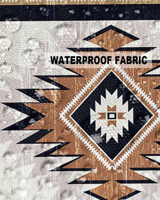 Outdoor Waterproof Throw Pillow Covers Set of 2 Orange Boho Aztec Pillowcases 20x20 Inches Southwest Tribal Geometric Patio Decorative Pillows Cushion Case Patio Pillows for Couch Bed Chair Garden