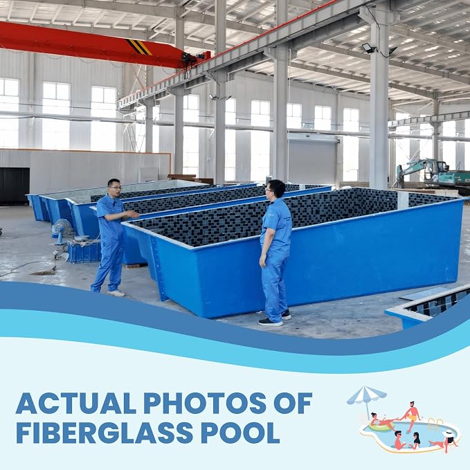 Fiberglass Swimming Pools Size 21.32' x 8.04' x 4.76' Outdoor Swimming Pools Shell, Big Pools for Backyard Beach Swimming Pool for Adults, Children with Water Pump and Sand Tank