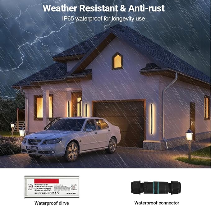 Long Outdoor Wall Lights, 47.24 Inches Exterior Lights, Waterproof Ip65 Linear LED Wall Sconce, 38W Elegant Rectangular Frosted Acrylic Warm White Lighting Fixture, Linear Lamps for Porch, Garage
