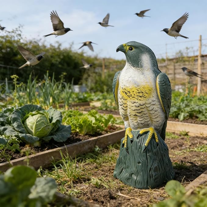 Hausse Scarecrow Eagle Fake Hawk Decoy Statue Scare Birds Away, Plastic Deterrents, Garden Protectors Bird Repellent, Nature Enemy Bird Repellent for Outdoor Garden Yard
