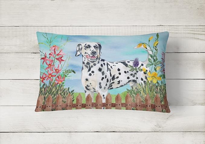 Caroline's Treasures CK1215PW1216 Dalmatian Spring Canvas Fabric Decorative Pillow Machine Washable, Indoor Outdoor Decorative Pillow for Couch, Bed or Patio, 12HX16W