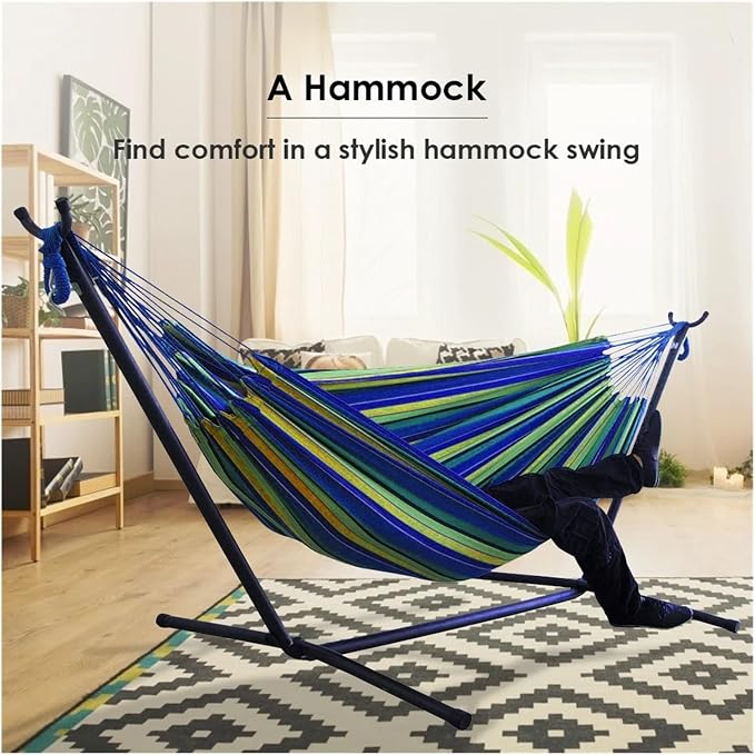 Hammocks, Outdoor Large Hammock Portable Indoors Camping Sleeping Stripe Canvas Hanging Bed Chair Garden Swing,for Outside