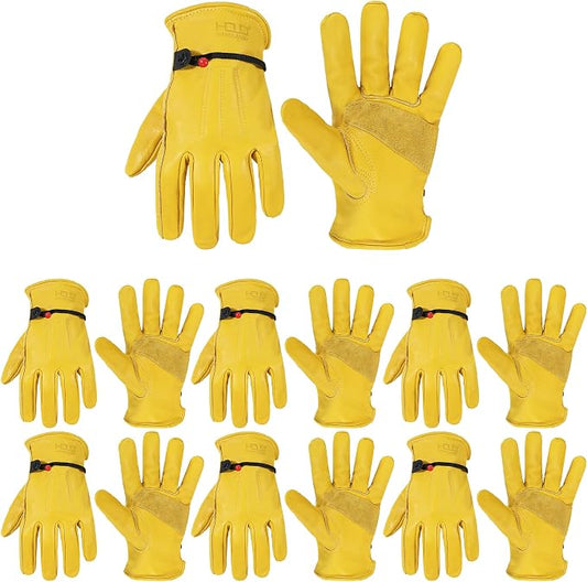 HANDLANDY Leather Gardening Gloves, Leather Work Gloves for Men Women | Durable Utility Men Women Garden Yard Working Glove, for Landscaping, Mechanic, Construction, Driving, Farming, Ranching