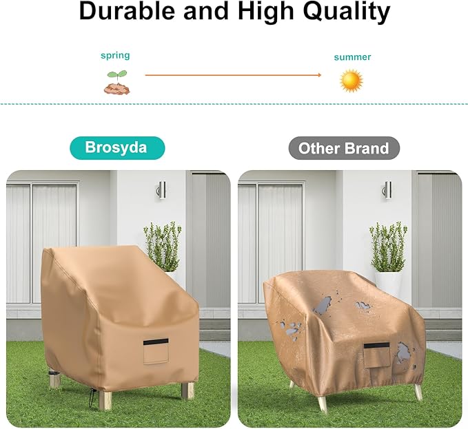 Patio Chair Covers for Outdoor Furniture Waterproof 2 Pack, Lawn Chair Covers 600D Heavy Duty Oxford Cloth, Large Covers for Lounge Lawn Deep Seat 36" W x 37" D x 36" H-Brown