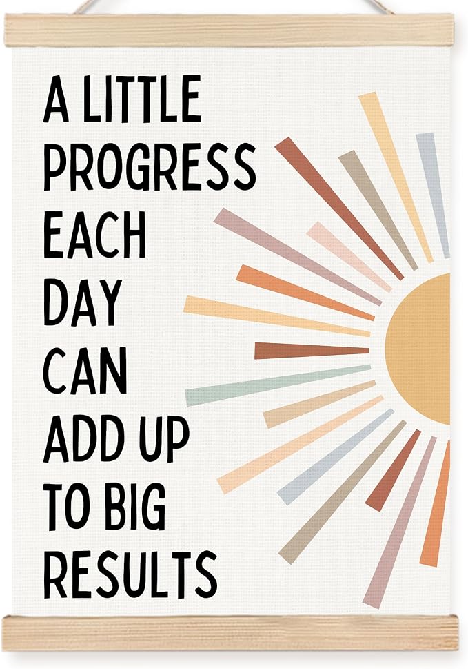 Positive Affirmations Inspirational Boho Sunshine Wall Art Decor,Inspirational Add Up to Big Results Office Motivational Wall Decor Posters for Classroom School Counselor Therapist Office,12x16 Inch