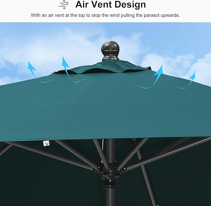 PURPLE LEAF 10' x 6.5' Rectangular Patio Umbrella Outdoor Table Umbrella Aluminum Frame Market Umbrella Sun Umbrella with 8 Sturdy Ribs & Tilt for Garden Deck Lawn & Pool Green