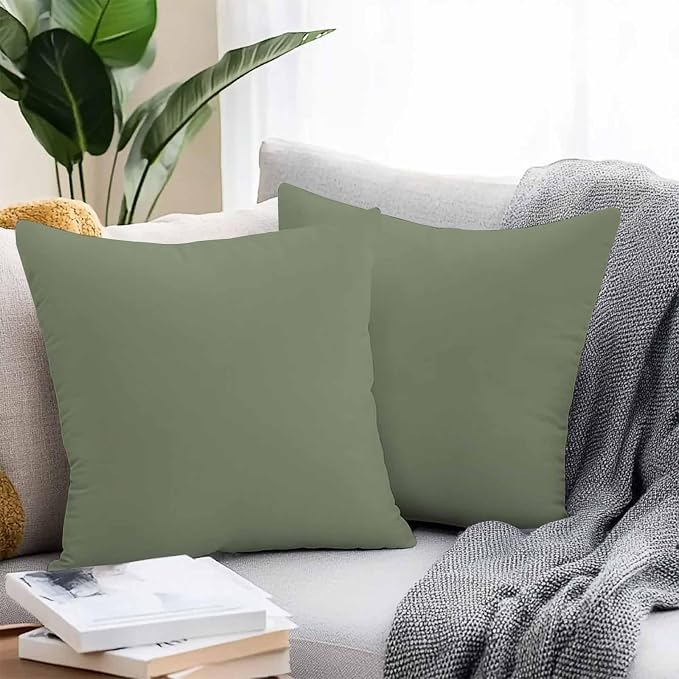 Throw Pillow Covers 26x26 Inch Set of 2, Green Solid Color Waterproof Outdoor Pillow Covers, Aesthetics Contemporary Luxury Decorative Cushion Pillowcases for Couch, Sofa, Bed, Garden, Patio