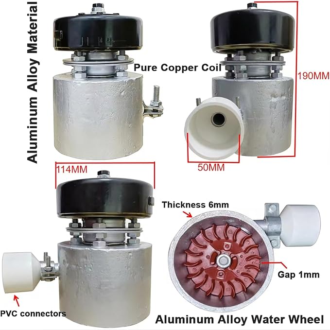 1000W Micro Hydroelectric Generator Hydro Generator 220V Water Turbine High Power Hydroelectric Generator 3500RPM AC Turbine Generator for Outdoor, Camping, Lighting, Charging,1000w,220V